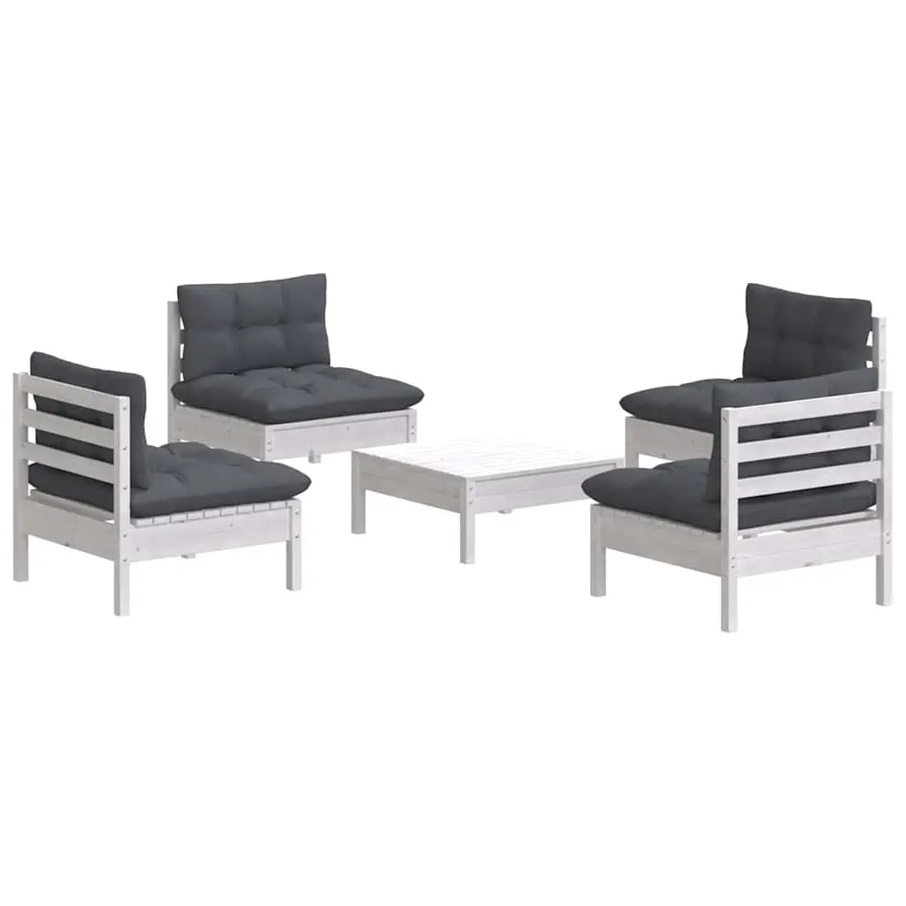 Garden Lounge Set 5 Piece Outdoor Patio Furniture Solid Pinewood with Cushions