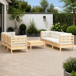 Stylish 7 Piece Outdoor Patio Furniture Set with Cream Cushions