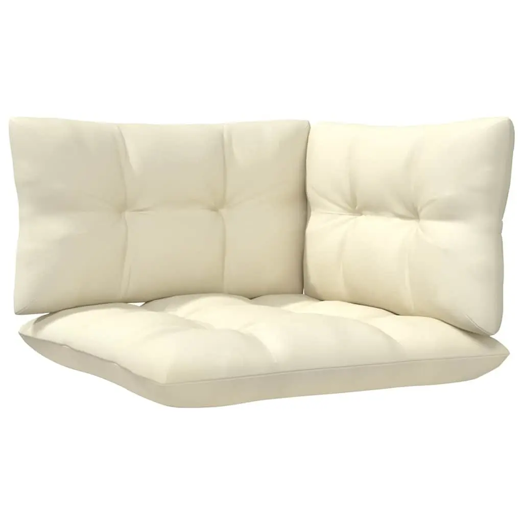 Garden Lounge Set 7 Piece Outdoor Patio Furniture Solid Pinewood Cream Cushions