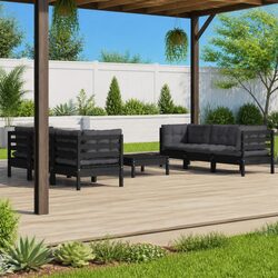 Garden Lounge Set 7 Piece Outdoor Patio Furniture Pinewood with Cushions