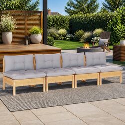 Stylish 4-Seater Outdoor Sofa with Grey Cushions