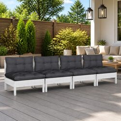 4-Seater Garden Sofa Outdoor Patio Lounge Pinewood Modular Seating with Cushions