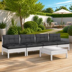 Garden Lounge Set 5 Piece Outdoor Furniture Pinewood Patio Sofa with Cushions
