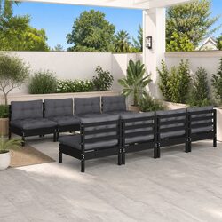 Stylish 9 Piece Modular Outdoor Furniture Set in Black