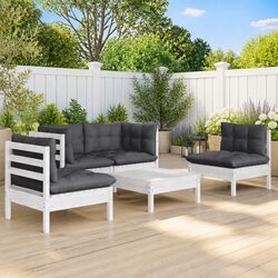 Enhance Your Outdoors with This White Lounge Set for 5