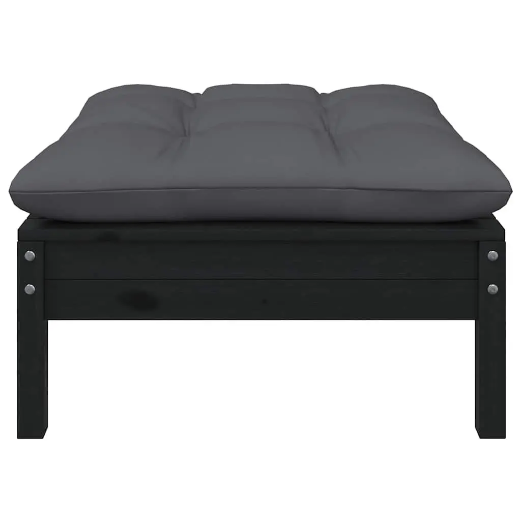 Garden Lounge Set 7 Piece Outdoor Furniture Patio Sofa with Cushions Black Solid Pinewood