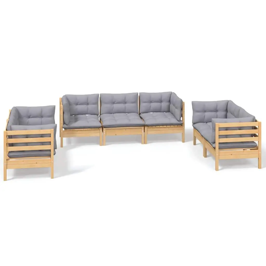 Garden Lounge Set 7 Piece Outdoor Patio Furniture Grey Cushions Modular Sofa