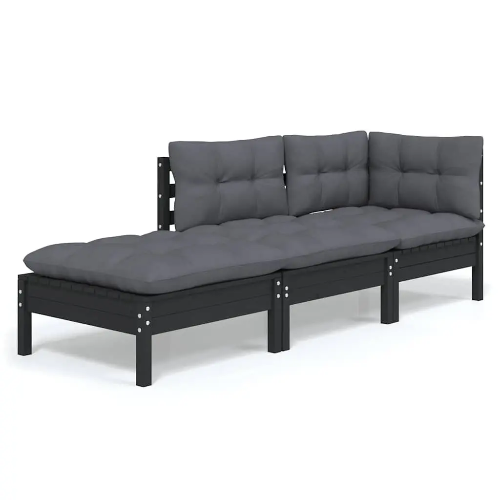 Garden Lounge Set 3 Piece Outdoor Patio Furniture Solid Pinewood Cushions