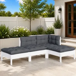 4-Piece Garden Lounge Set with Cushions Solid Pinewood Patio Furniture Outdoor