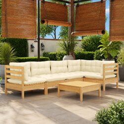6-Piece Patio Lounge Set with Cream Cushions for Your Garden