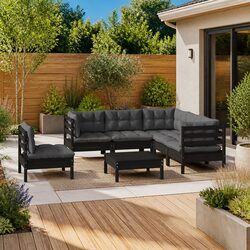 Enhance Your Outdoor Space with 6-Piece Black Lounge Set