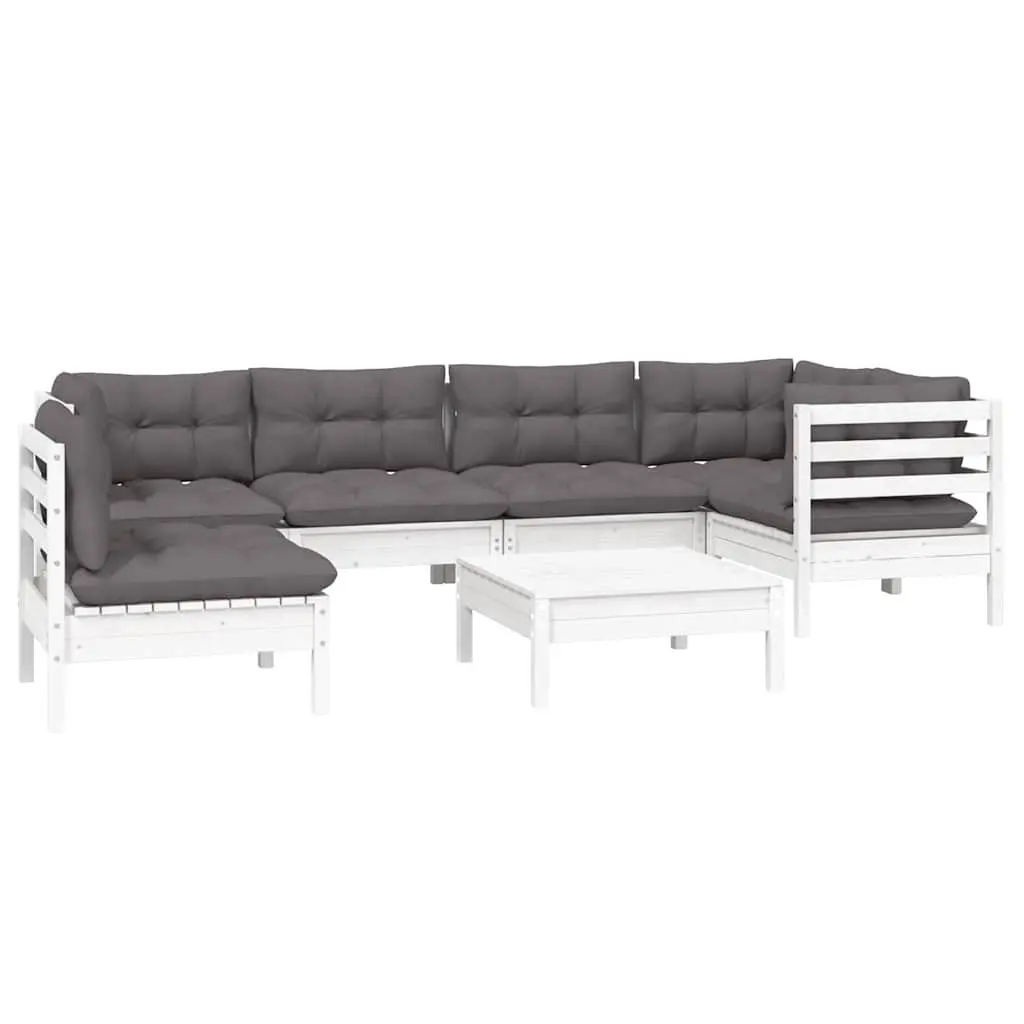 Outdoor Lounge Set 7 Piece White Cushioned Modular Patio Furniture