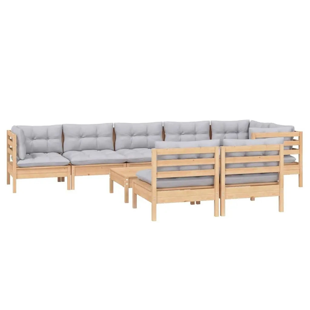 Garden Lounge Set 9 Piece Modular Patio Furniture Grey Cushions