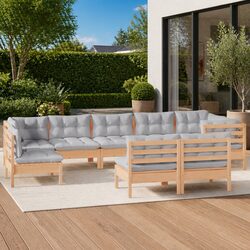 Modular 9 Piece Garden Lounge Set for Outdoor Relaxation