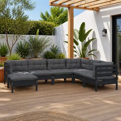 Transform Your Patio with This 7 Piece Lounge Set - Black