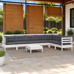 White Modular 8 Piece Patio Furniture Set with Cushions