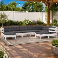 Elevate Your Outdoors with This 9 Piece White Lounge Set