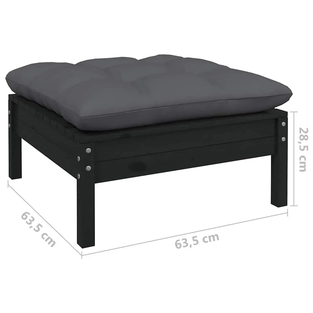 Garden Lounge Set 12 Piece Outdoor Patio Furniture Black Solid Wood Modular