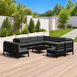 Outdoor 12-Piece Modular Lounge Set in Black Pinewood