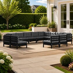 12-Piece Black Outdoor Patio Furniture Lounge Set