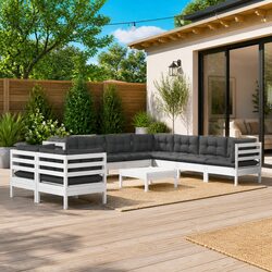 10-Piece Garden Lounge Set for Outdoor Relaxation in White