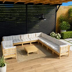 Garden Lounge Set 12 Piece Outdoor Furniture Patio Seating Cream Cushions