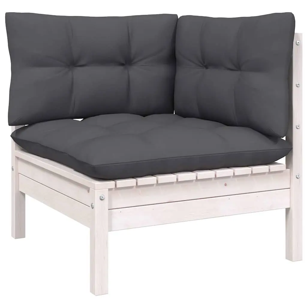 Garden Lounge Set 12 Piece White Pinewood Modular Outdoor Furniture with Cushions