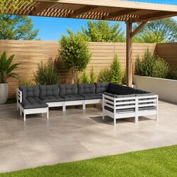 Outdoor Furniture Set: 10 Pieces of White Pinewood