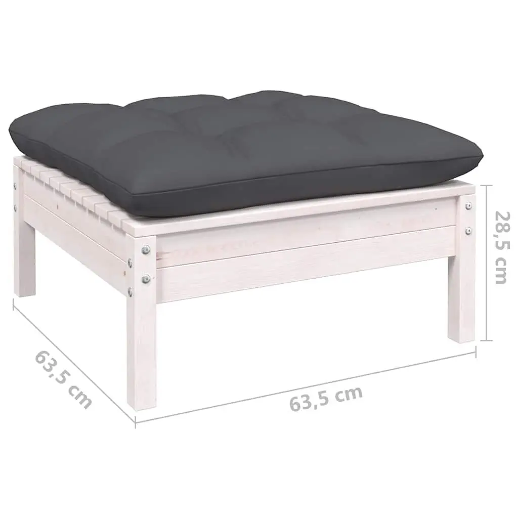 7 Piece Garden Lounge Set with Cushions White Pinewood Outdoor Patio Furniture