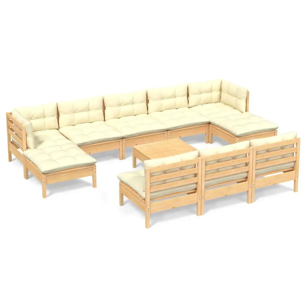 Garden Lounge Set 11 Piece Outdoor Furniture Pinewood Patio Sectional Modular
