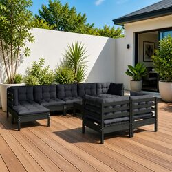 Versatile Garden Lounge Set with Cushions, 10 Pieces