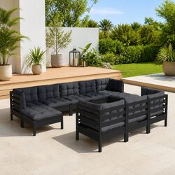 Versatile 10 Piece Outdoor Lounge Set in Black