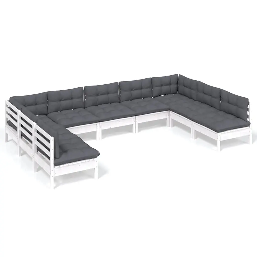 Garden Lounge Set 9 Piece White Modular Outdoor Furniture Patio Seating