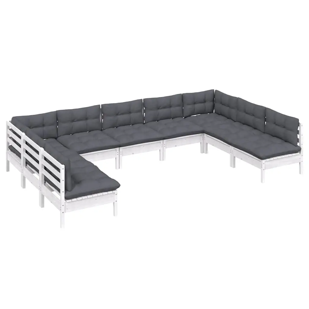 Garden Lounge Set 9 Piece White Modular Outdoor Furniture Patio Seating