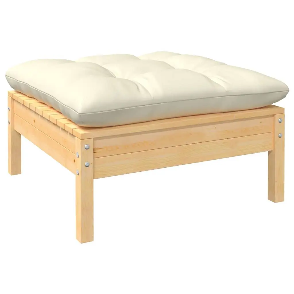 Garden Lounge Set 11 Piece Modular Solid Pinewood with Cream Cushions