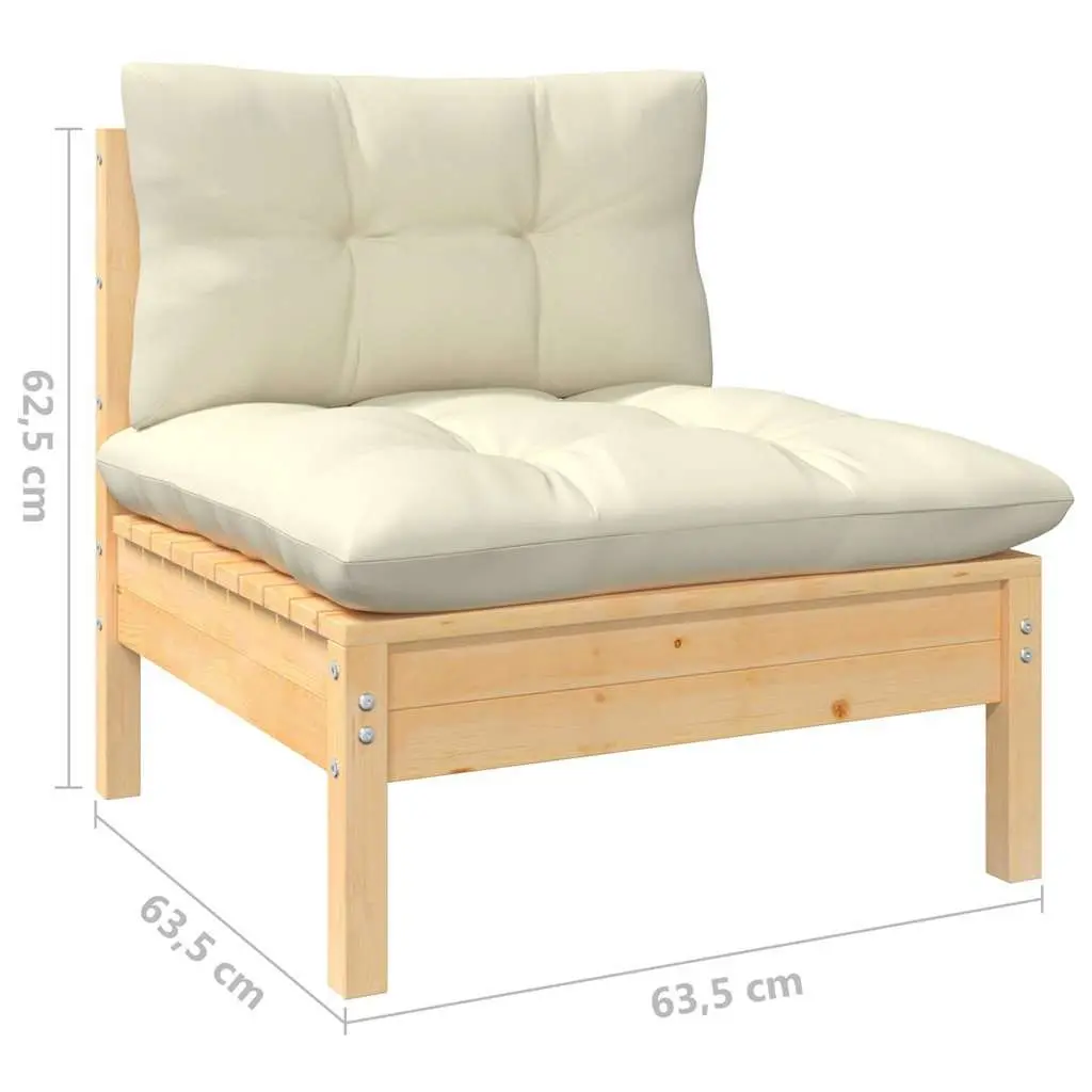 Garden Lounge Set 9 Piece Modular Outdoor Patio Furniture with Solid Pinewood and Cream Cushions