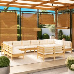 Garden Lounge Set 12 Piece Outdoor Furniture Modular Patio Seating Cream