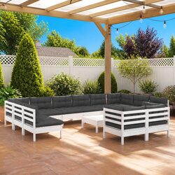 13-Piece Modular Patio Furniture Set in White Pinewood