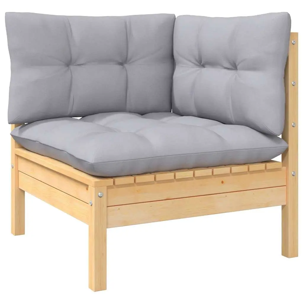 Garden Lounge Set 10 Piece Modular Outdoor Furniture Solid Pinewood with Grey Cushions