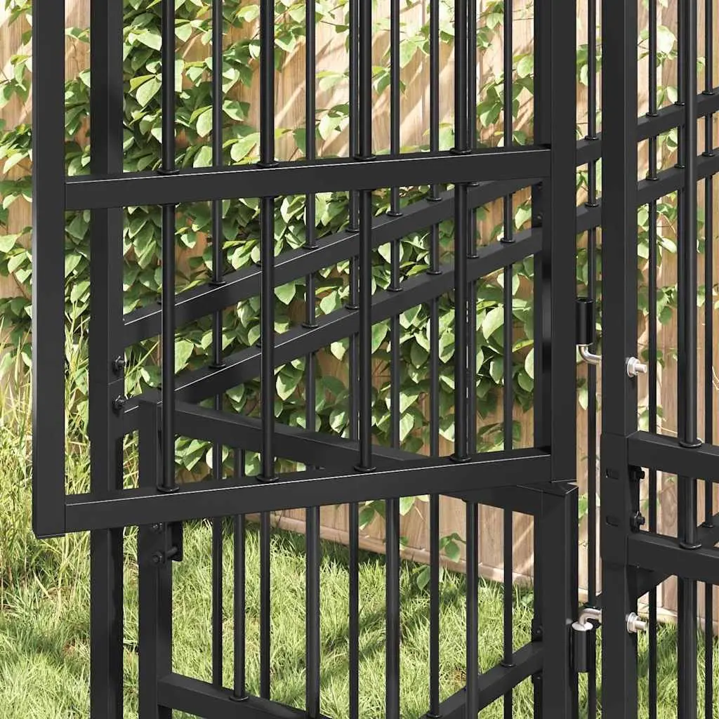 Dog Kennel 1.84m² Steel Outdoor Exercise Enclosure with Roof Lockable Door