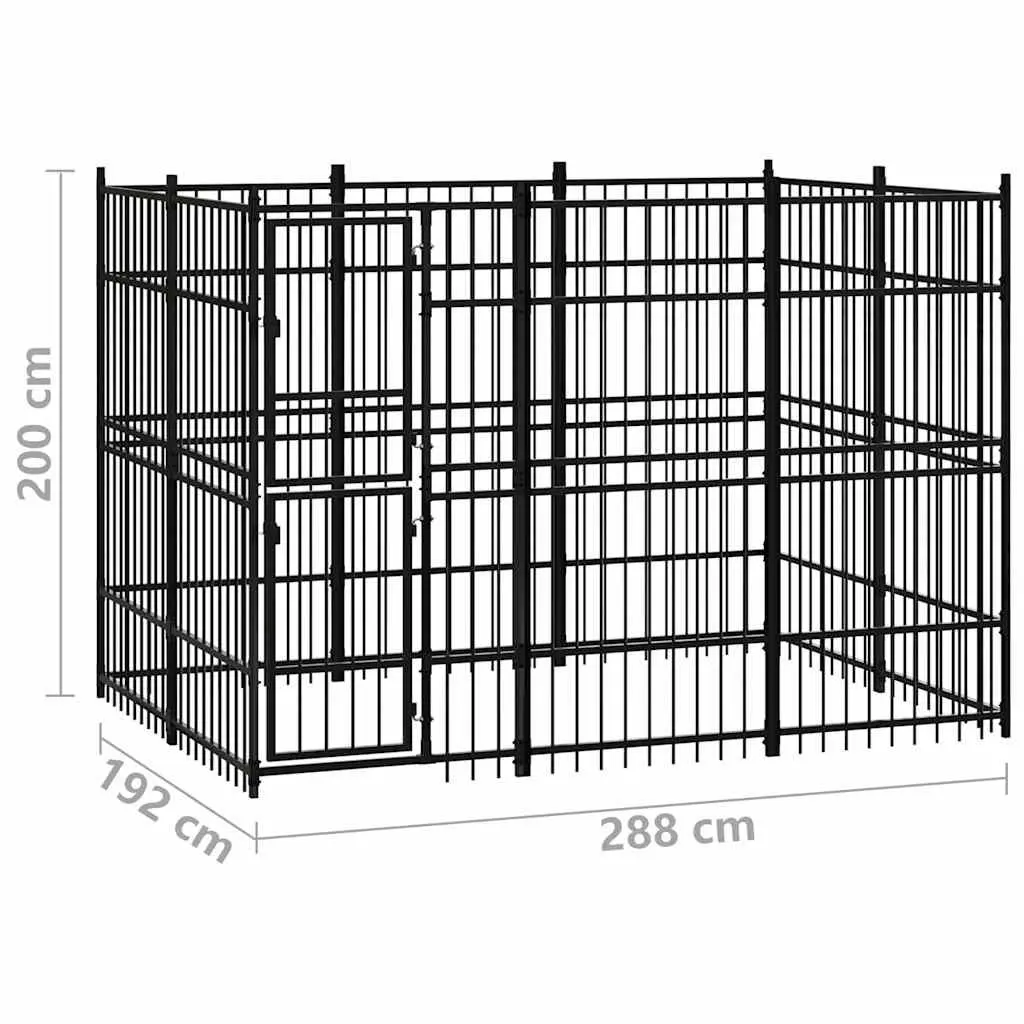 Dog Kennel 5.53 m² Steel Outdoor Exercise Enclosure Hinged Door Lockable Latch