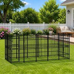 Dog Kennel Outdoor Steel Run Enclosure Exercise Pen Large Play Area Safety Lock