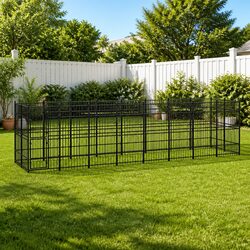Spacious Black Dog Kennel for Outdoor Exercise - 14.75m²