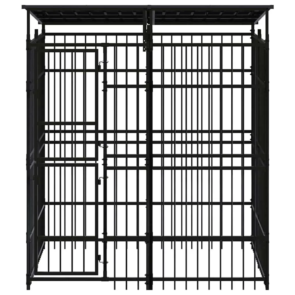 Dog Kennel Outdoor Run Enclosure Steel Roof Exercise Pen Secure Shelter