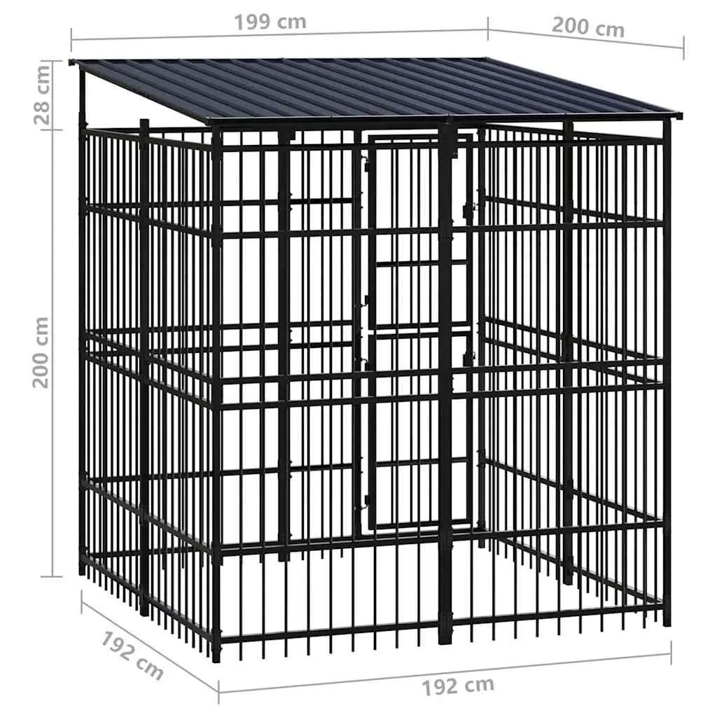 Dog Kennel Outdoor Run Enclosure Steel Roof Exercise Pen Secure Shelter