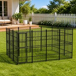 Dog Kennel Outdoor Steel Run Exercise Enclosure Play Pen Large Space Black