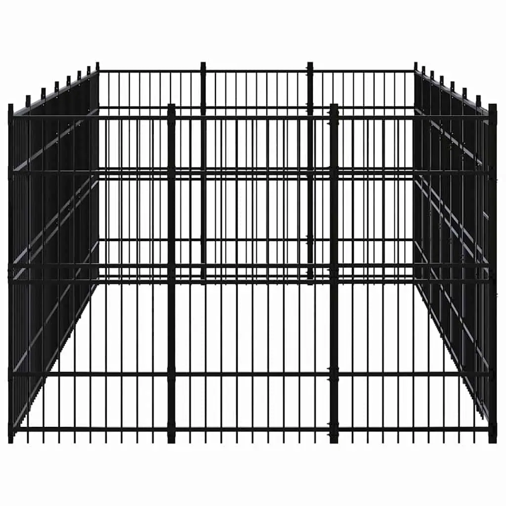 Dog Kennel Steel Outdoor Run Enclosure with Lockable Door and Hinged Latch