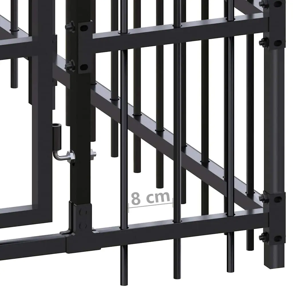 Dog Kennel Outdoor Steel Enclosure Black 22.12 m² Exercise Run Pen