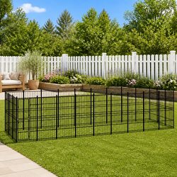 Dog Kennel Outdoor Steel Enclosure 24.88 m² Exercise Run Play Pen Lockable Door