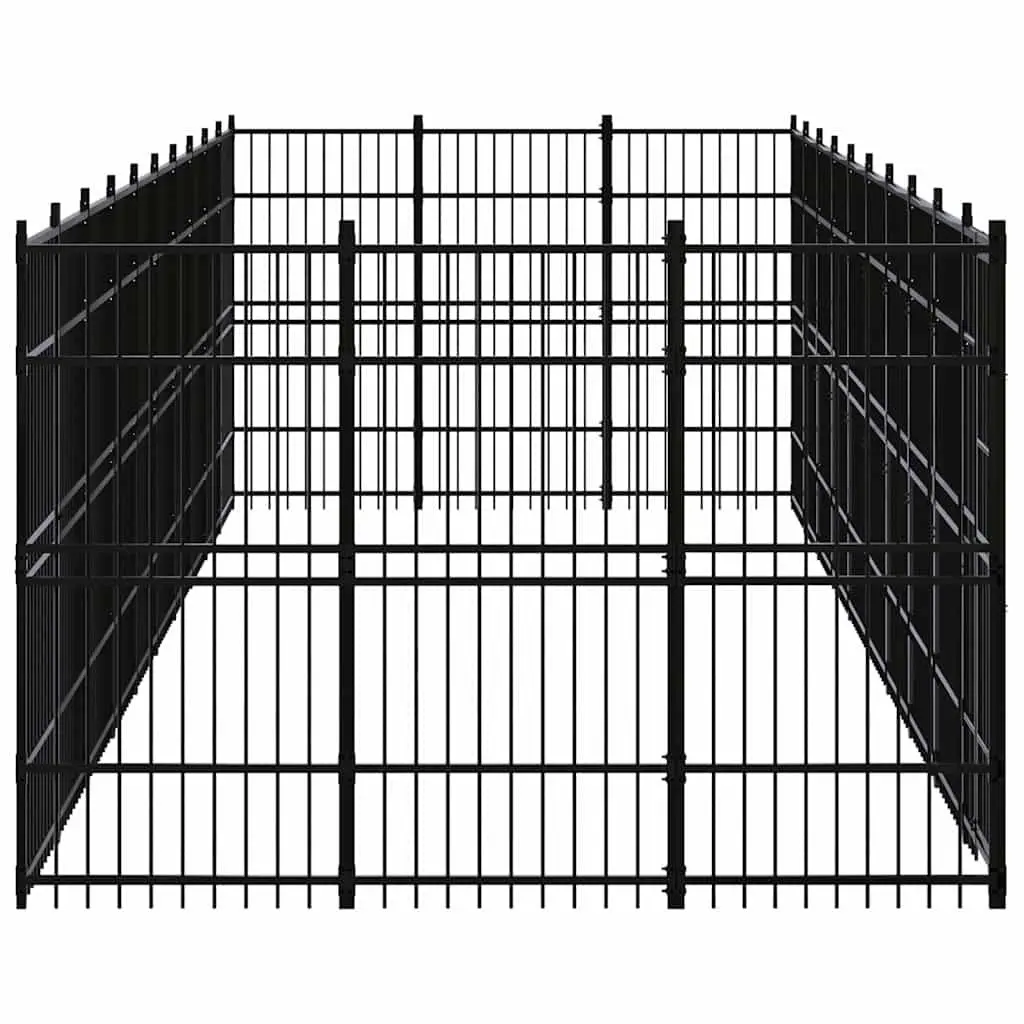 Dog Kennel Large Outdoor Steel Exercise Enclosure 27.65m² Black